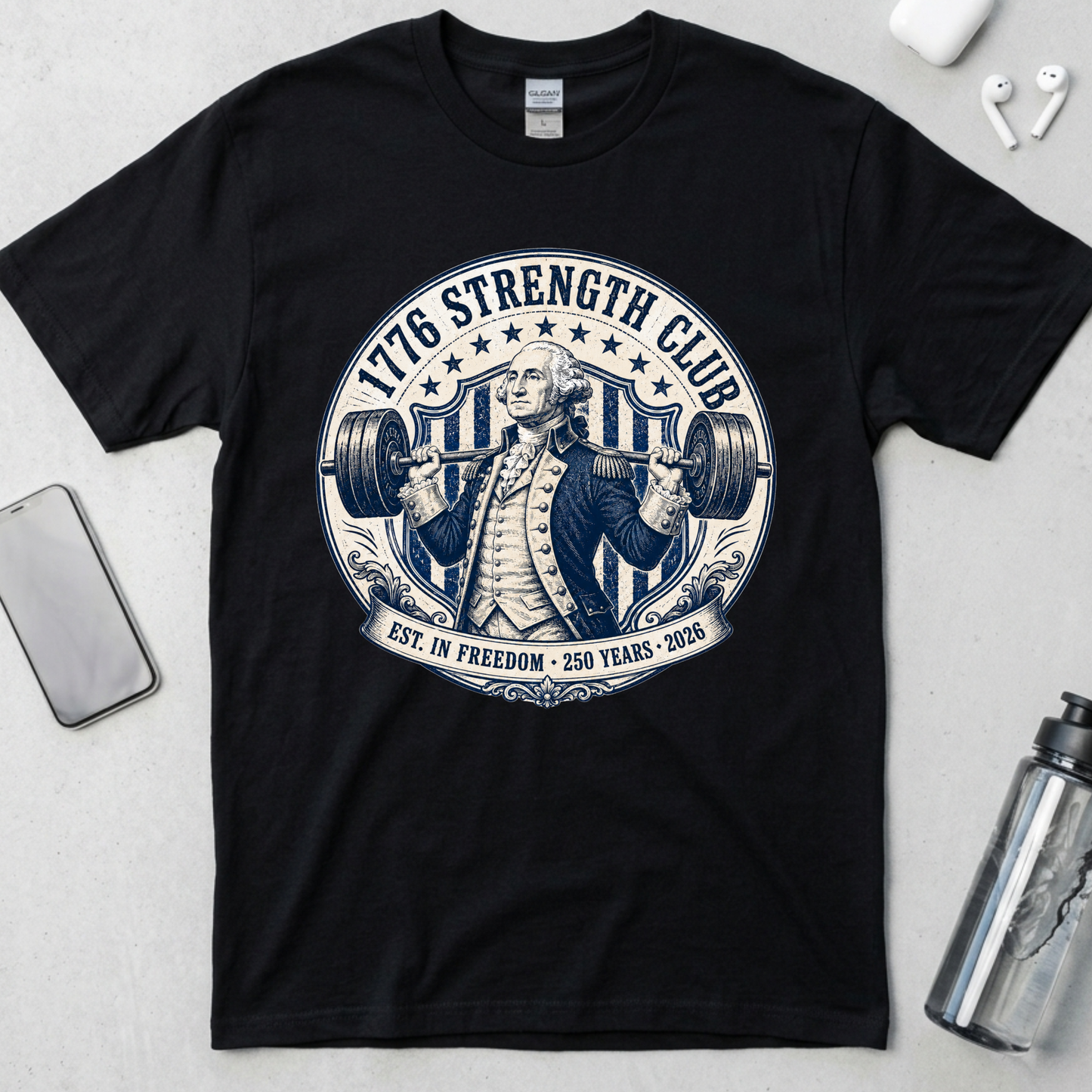 1776 Strength Club Washington Badge T-Shirt