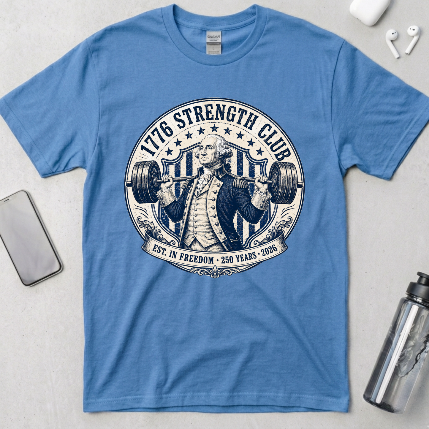 1776 Strength Club Washington Badge T-Shirt