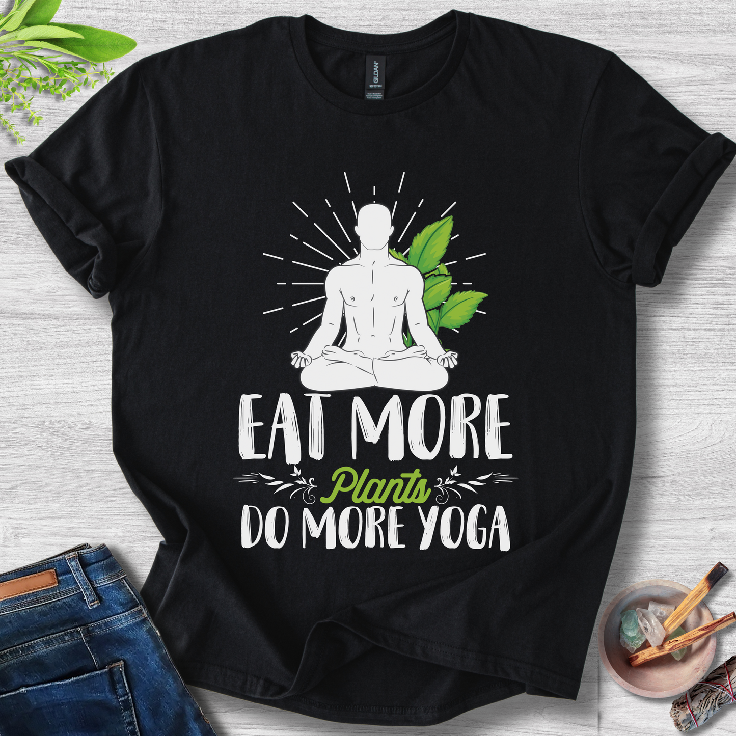 Eat More Plants, Do More Yoga Unisex Softstyle T-Shirt