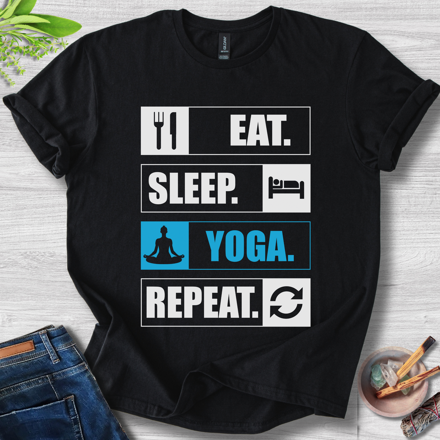 Eat. Sleep. Yoga. Repeat. Unisex Softstyle T-Shirt