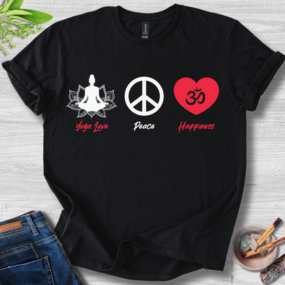Yoga · Peace · Happiness · T-Shirt