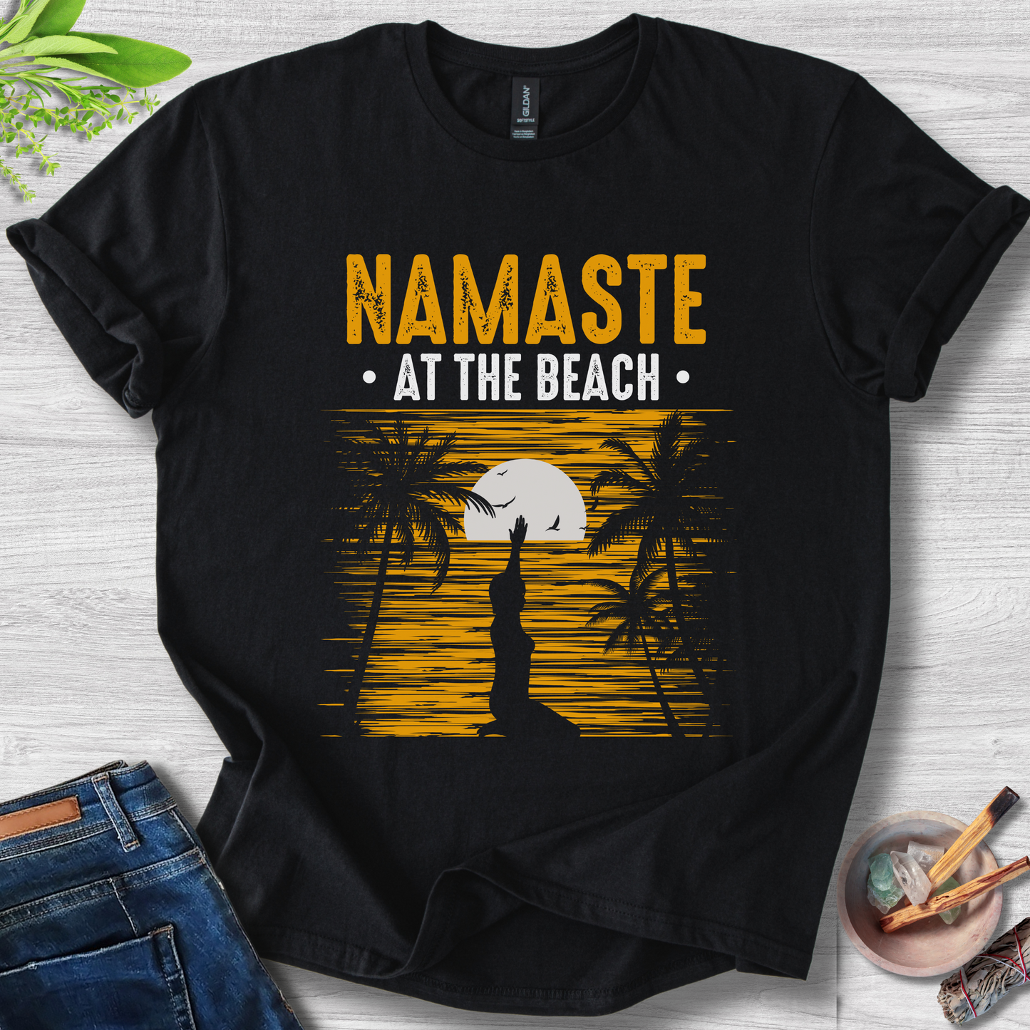 Namaste At The Beach Unisex Softstyle T-Shirt