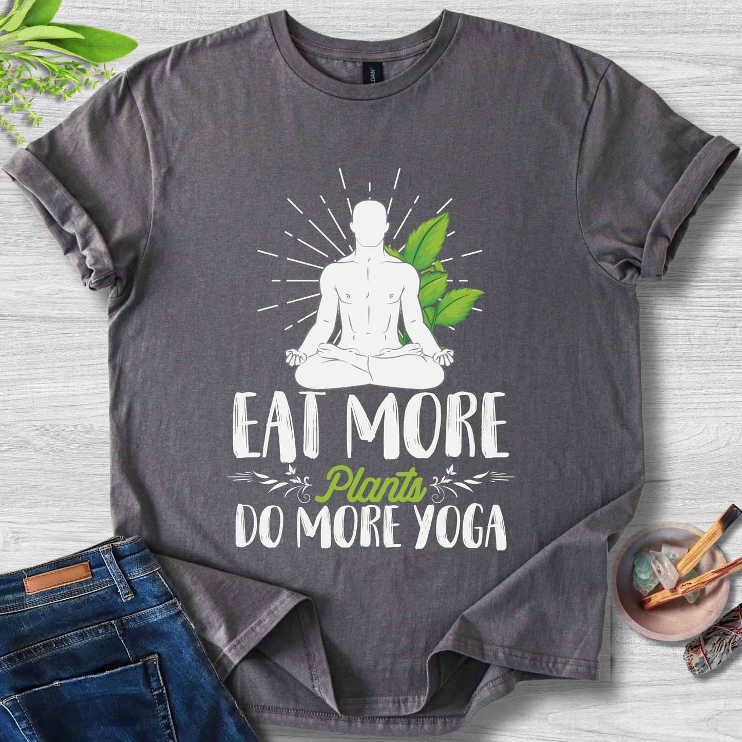 Eat More Plants, Do More Yoga Unisex Softstyle T-Shirt