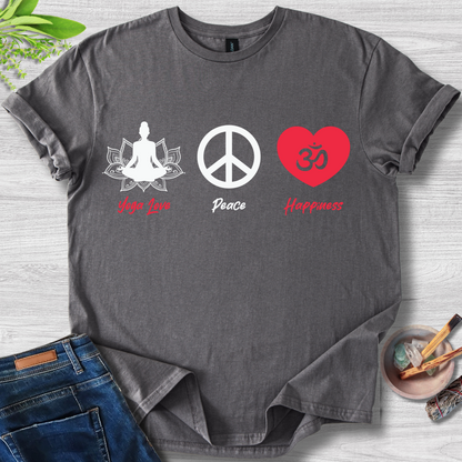 Yoga · Peace · Happiness · T-Shirt