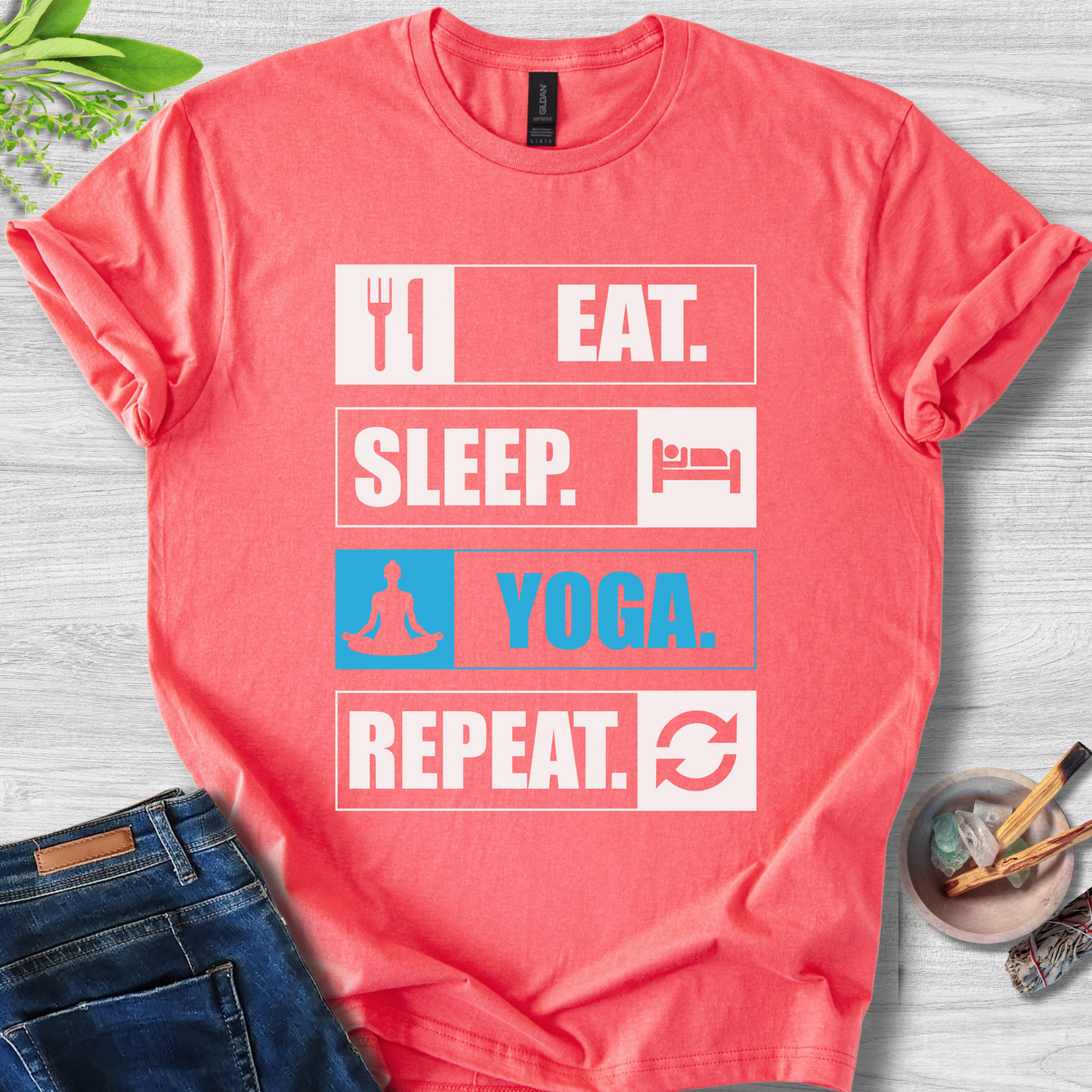 Eat. Sleep. Yoga. Repeat. Unisex Softstyle T-Shirt