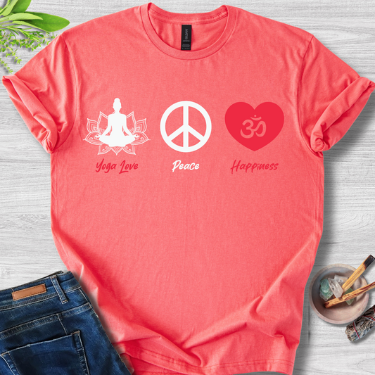 Yoga · Peace · Happiness · T-Shirt