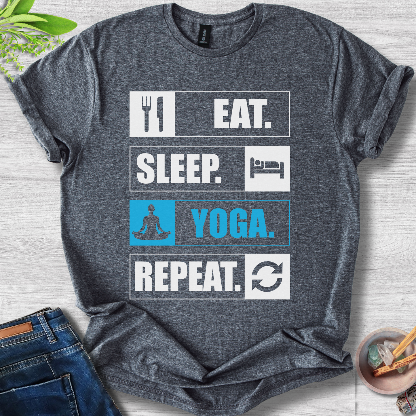 Eat. Sleep. Yoga. Repeat. Unisex Softstyle T-Shirt