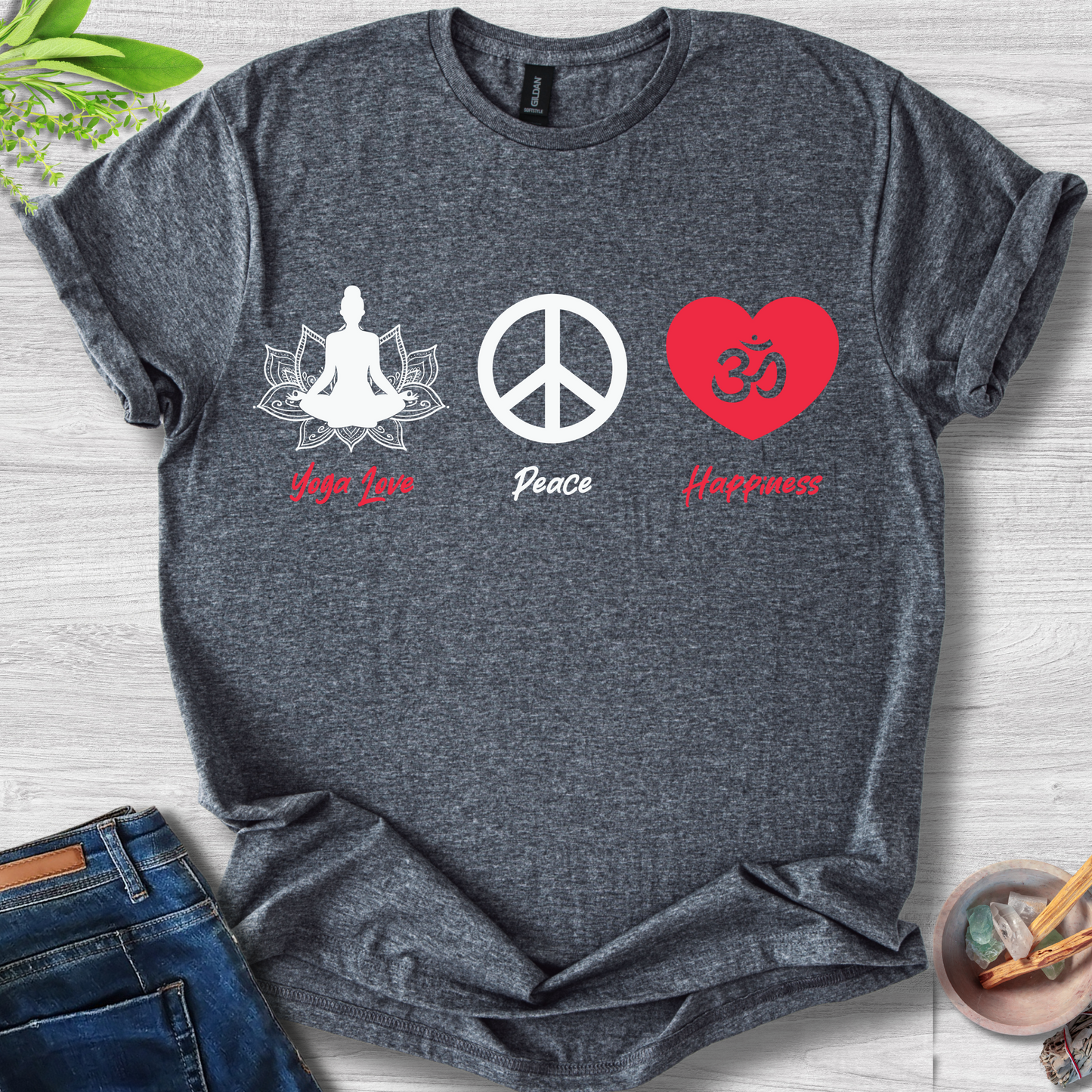 Yoga · Peace · Happiness · T-Shirt