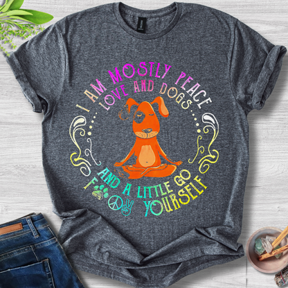 I Am Mostly Peace, Love and Dogs Unisex Softstyle T-Shirt