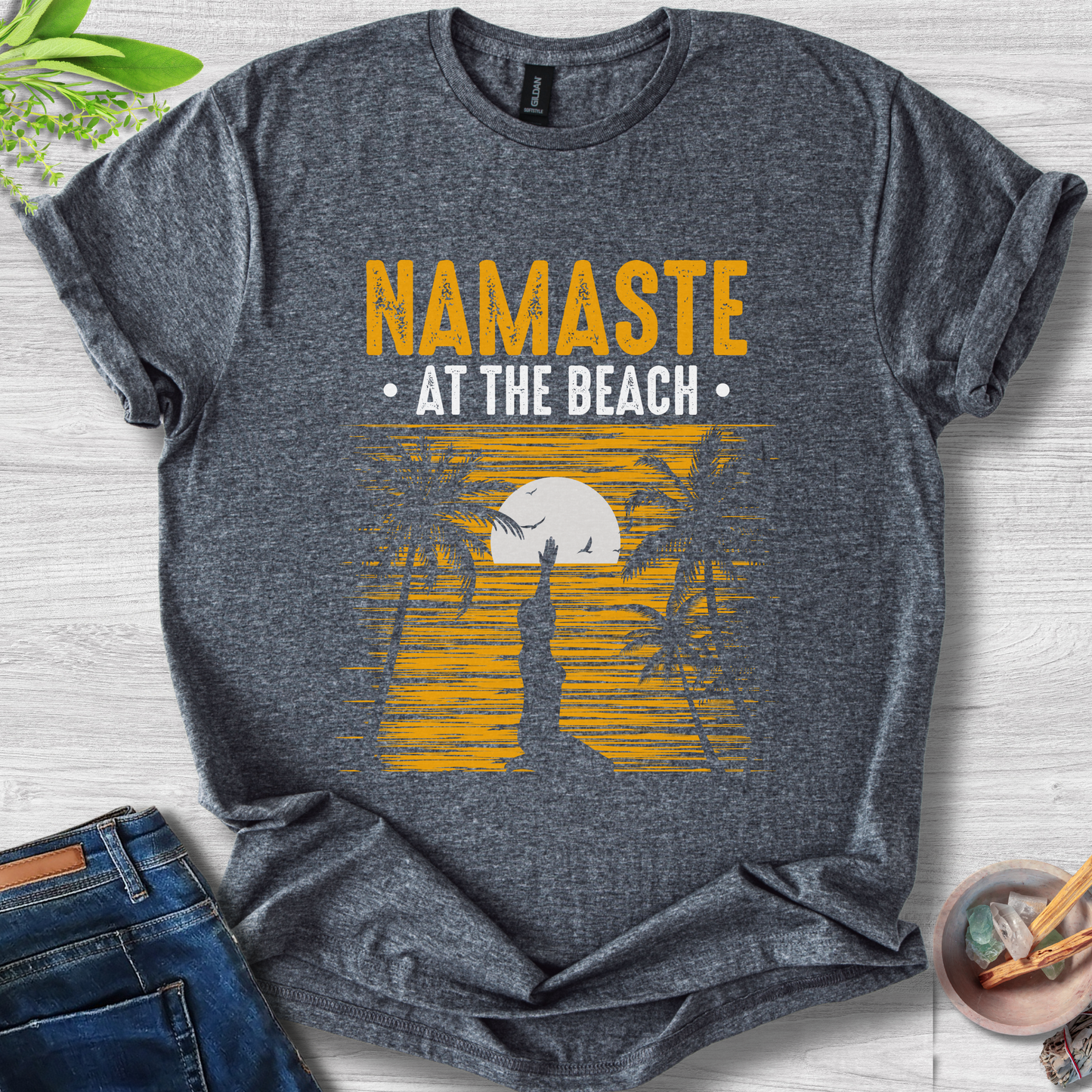 Namaste At The Beach Unisex Softstyle T-Shirt