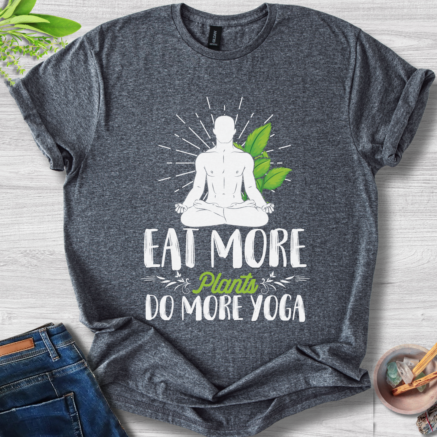 Eat More Plants, Do More Yoga Unisex Softstyle T-Shirt
