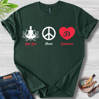 Yoga · Peace · Happiness · T-Shirt