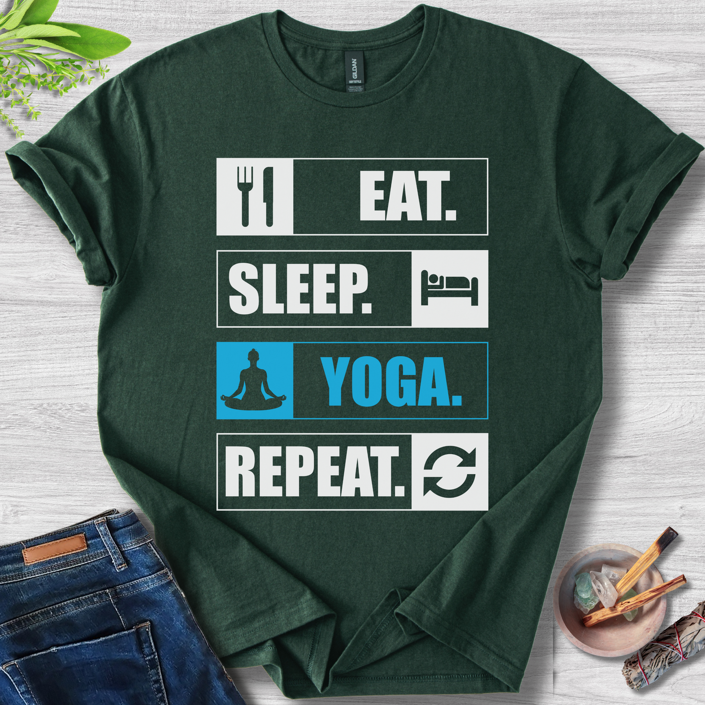 Eat. Sleep. Yoga. Repeat. Unisex Softstyle T-Shirt