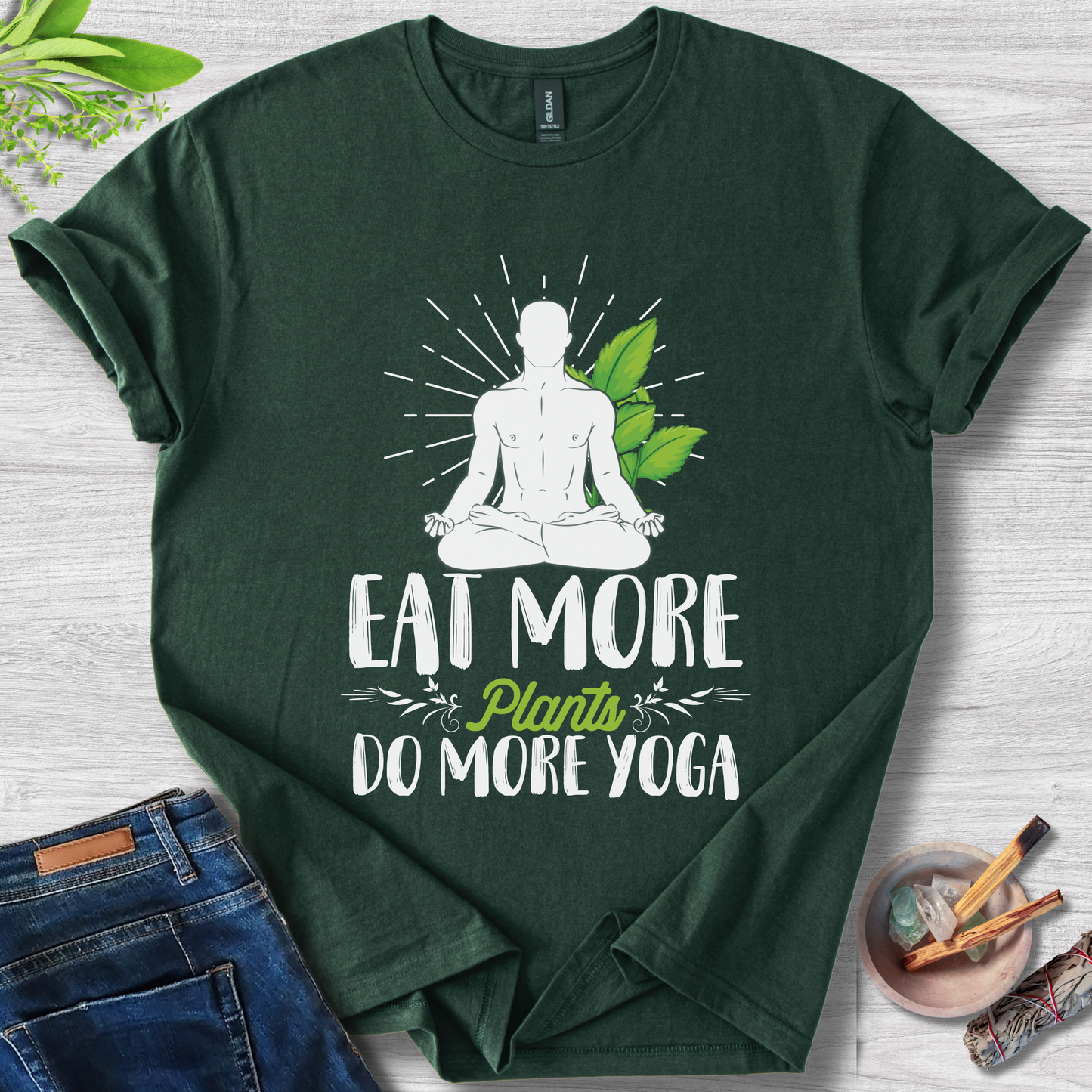 Eat More Plants, Do More Yoga Unisex Softstyle T-Shirt