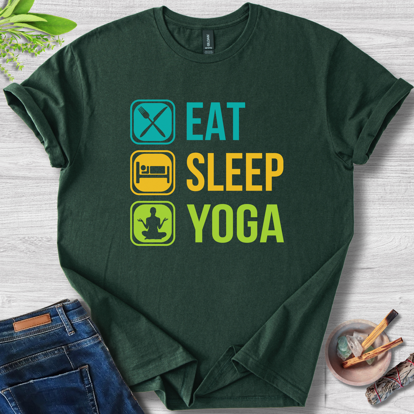 Eat, Sleep, Yoga Unisex Softstyle T-Shirt