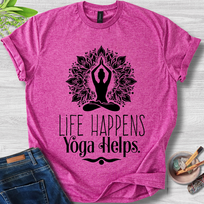 Life Happens Yoga Helps Unisex Softstyle T-Shirt