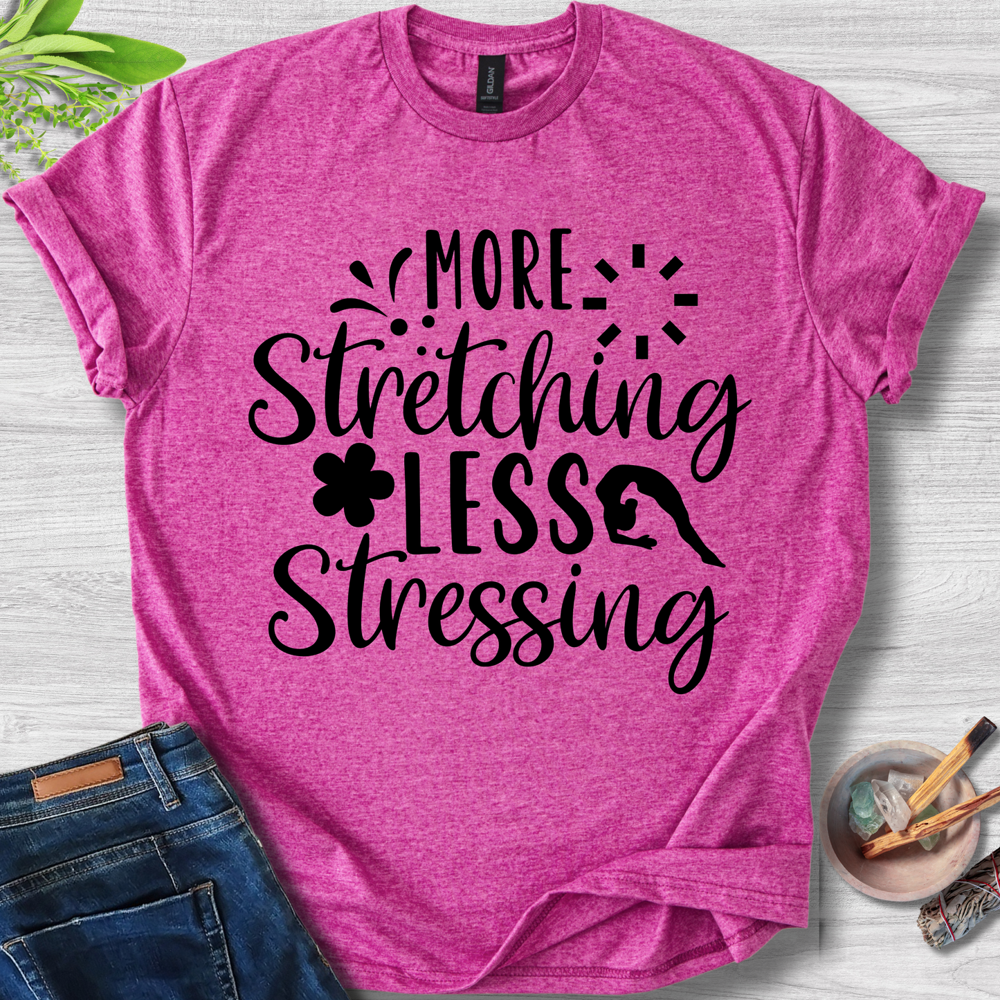More Stretching Less Stressing Unisex Softstyle T-Shirt