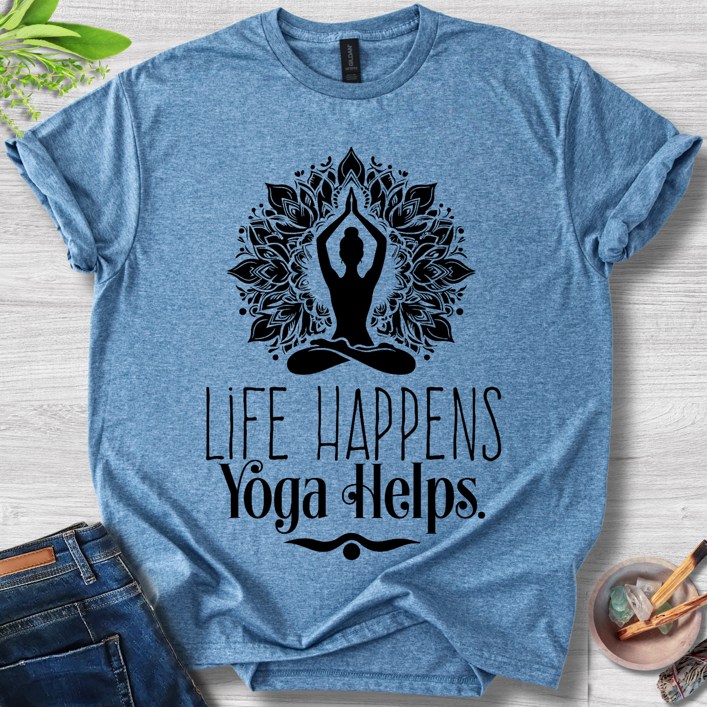 Life Happens Yoga Helps Unisex Softstyle T-Shirt