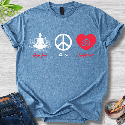 Yoga · Peace · Happiness · T-Shirt