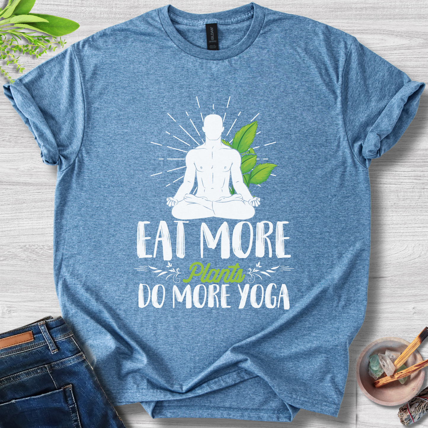 Eat More Plants, Do More Yoga Unisex Softstyle T-Shirt