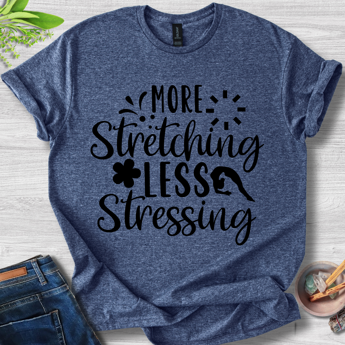 More Stretching Less Stressing Unisex Softstyle T-Shirt
