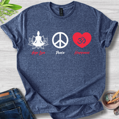 Yoga · Peace · Happiness · T-Shirt