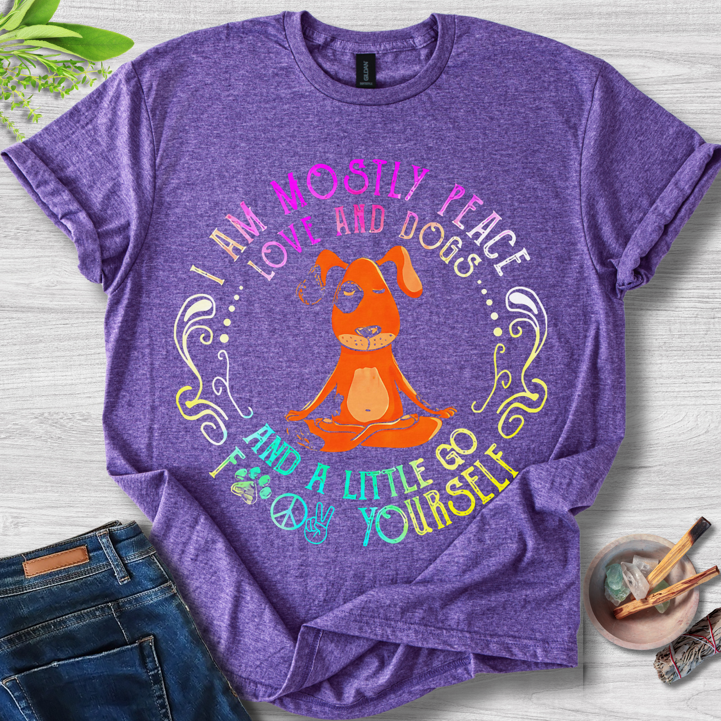 I Am Mostly Peace, Love and Dogs Unisex Softstyle T-Shirt