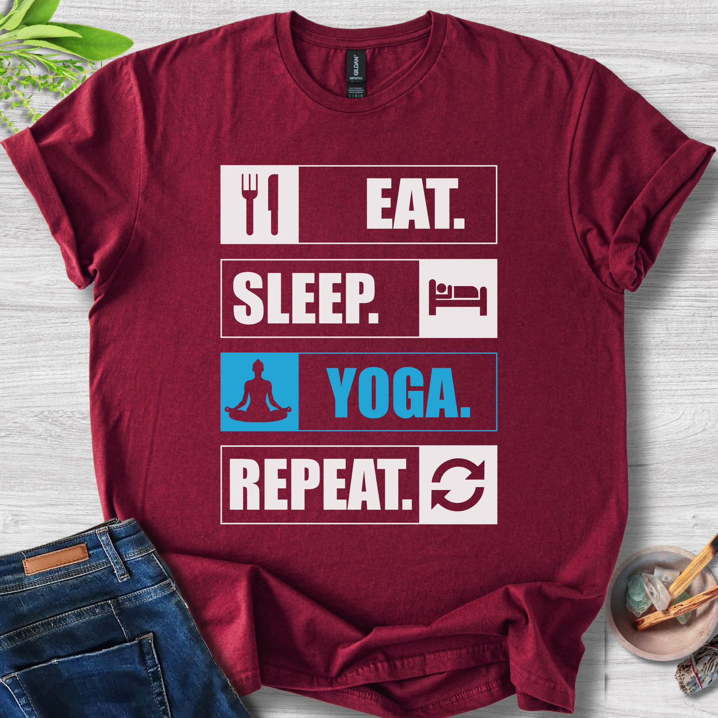 Eat. Sleep. Yoga. Repeat. Unisex Softstyle T-Shirt
