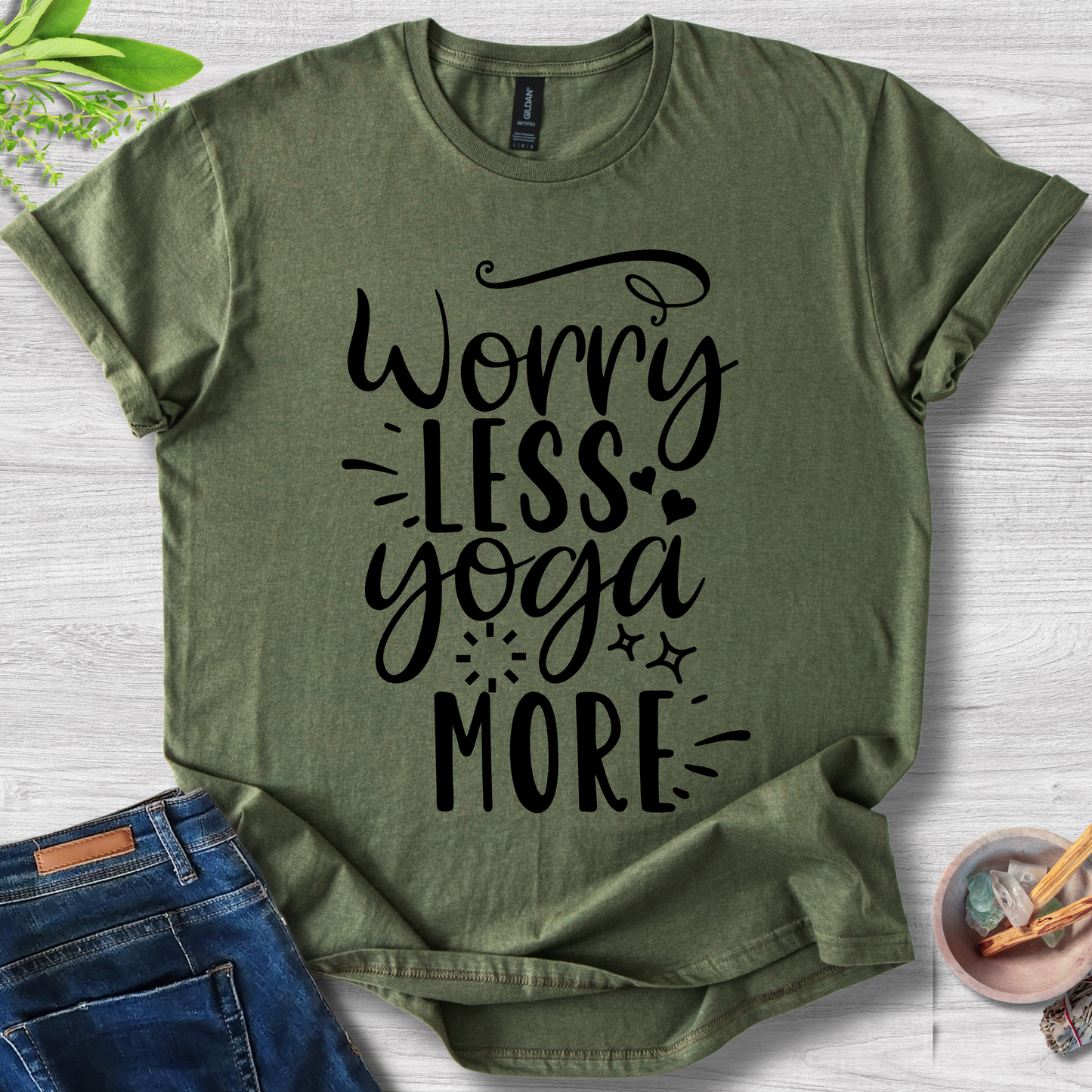 Worry Less Yoga More Unisex Softstyle T-Shirt