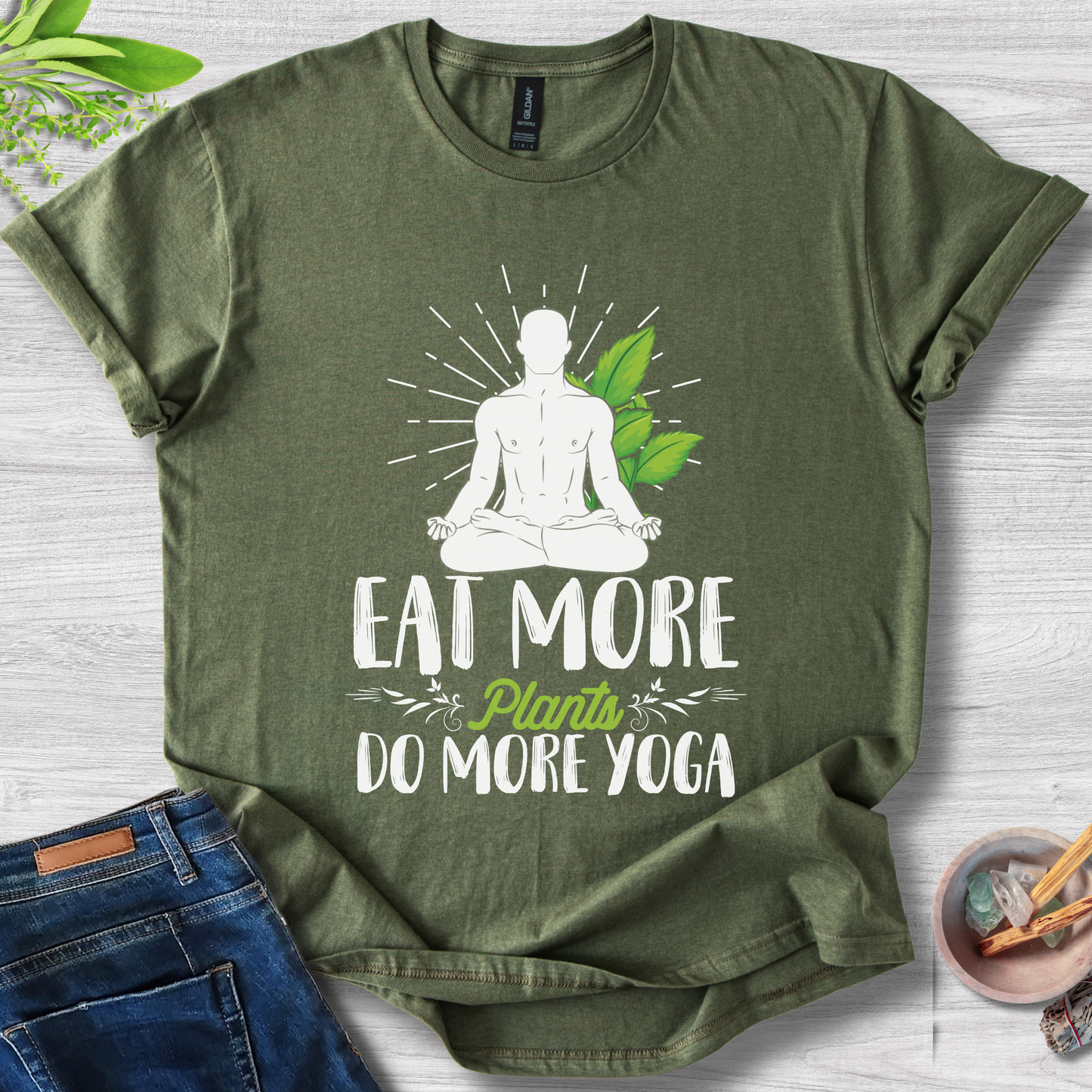 Eat More Plants, Do More Yoga Unisex Softstyle T-Shirt