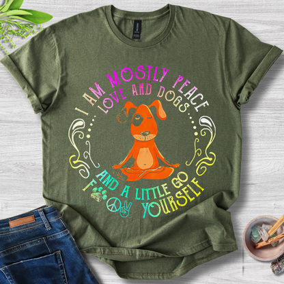I Am Mostly Peace, Love and Dogs Unisex Softstyle T-Shirt