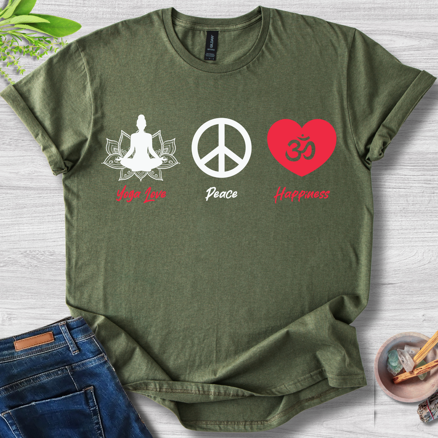 Yoga · Peace · Happiness · T-Shirt