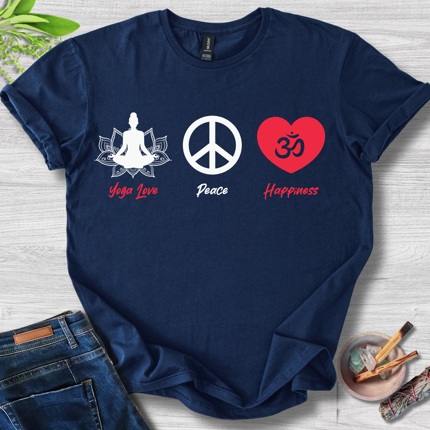 Yoga · Peace · Happiness · T-Shirt
