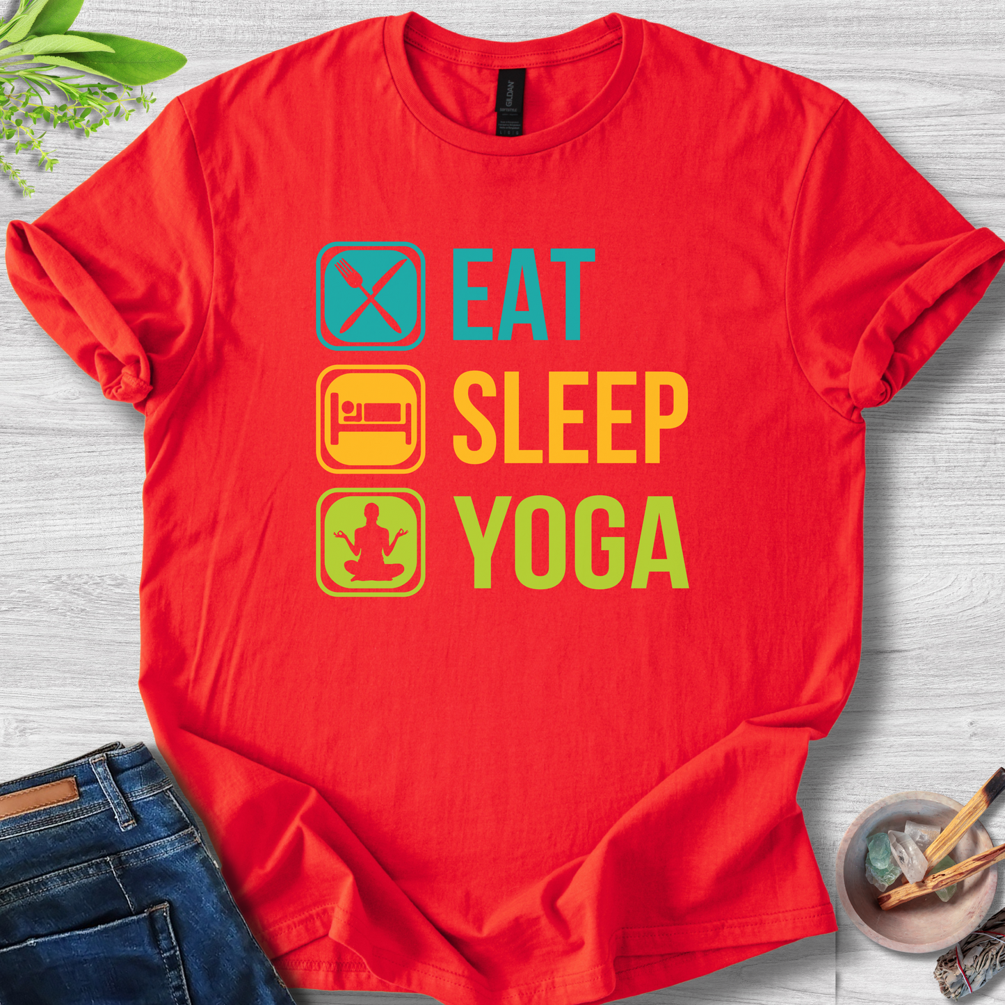 Eat, Sleep, Yoga Unisex Softstyle T-Shirt