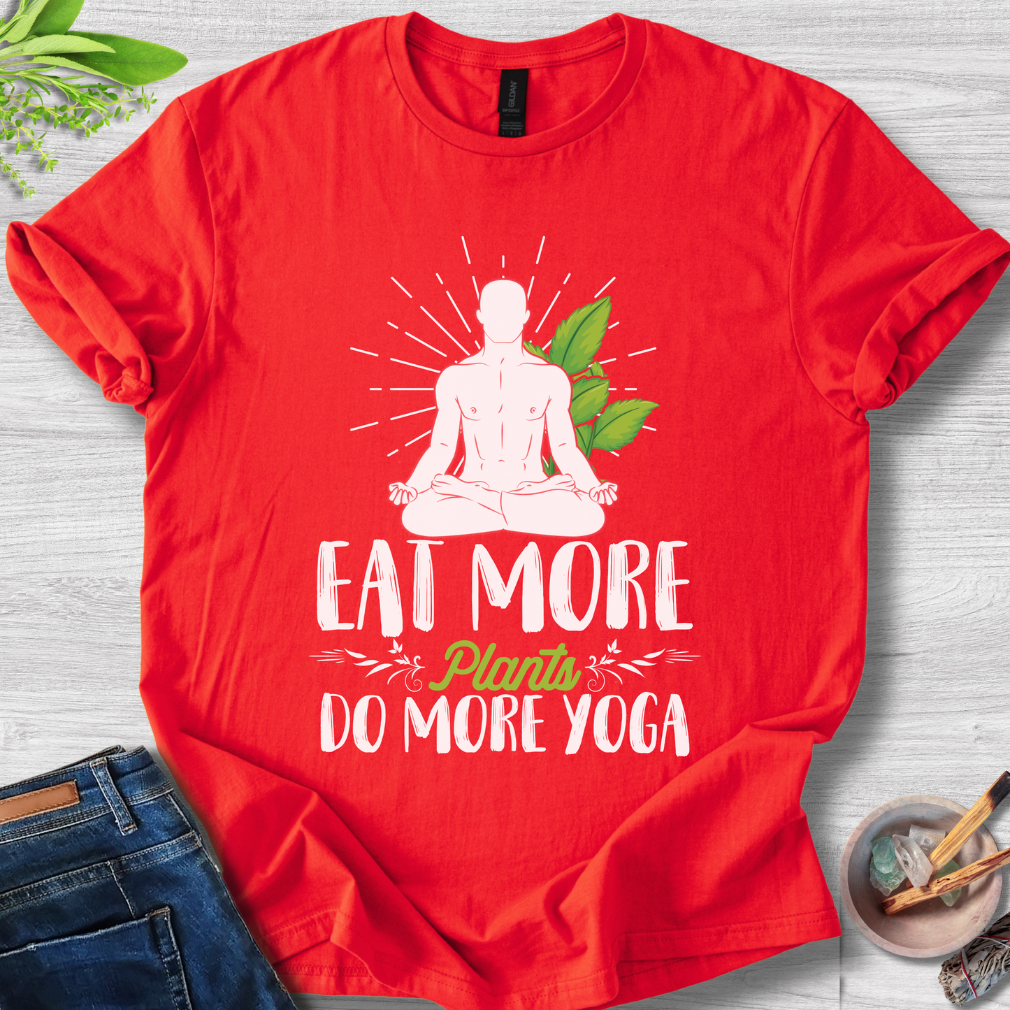Eat More Plants, Do More Yoga Unisex Softstyle T-Shirt
