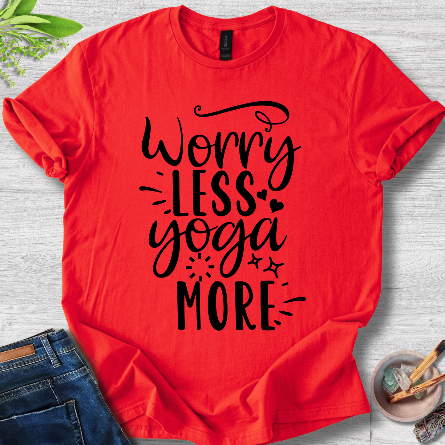Worry Less Yoga More Unisex Softstyle T-Shirt