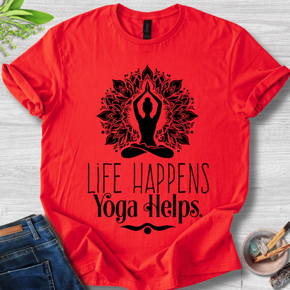 Life Happens Yoga Helps Unisex Softstyle T-Shirt
