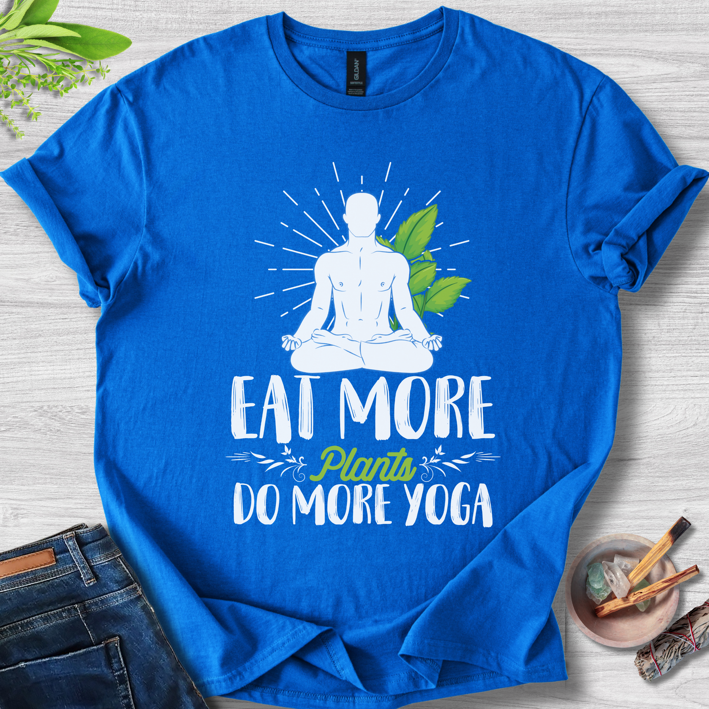 Eat More Plants, Do More Yoga Unisex Softstyle T-Shirt