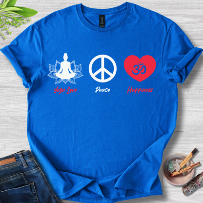 Yoga · Peace · Happiness · T-Shirt