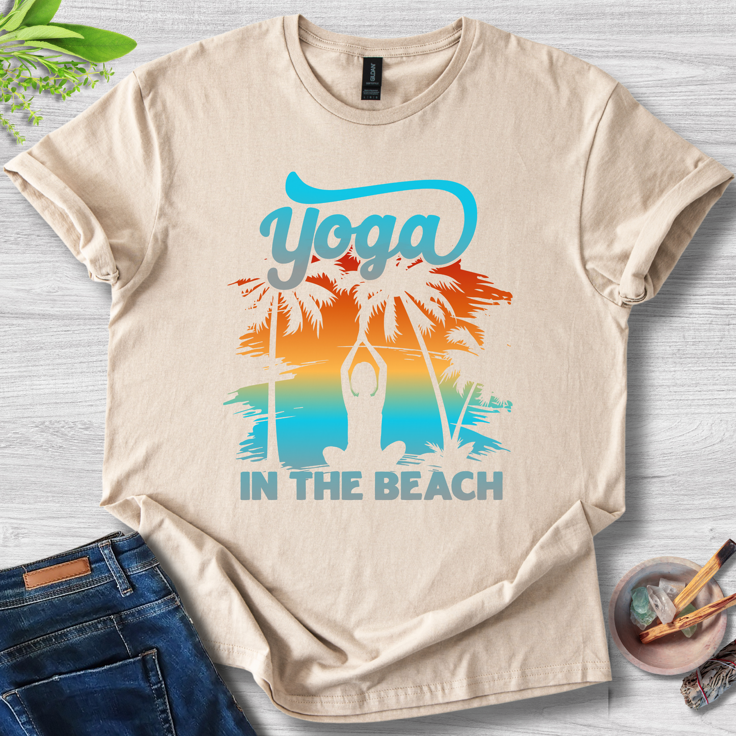 Yoga At The Beach Unisex Softstyle T-Shirt
