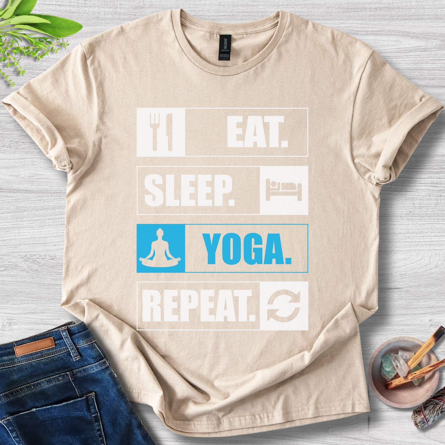 Eat. Sleep. Yoga. Repeat. Unisex Softstyle T-Shirt