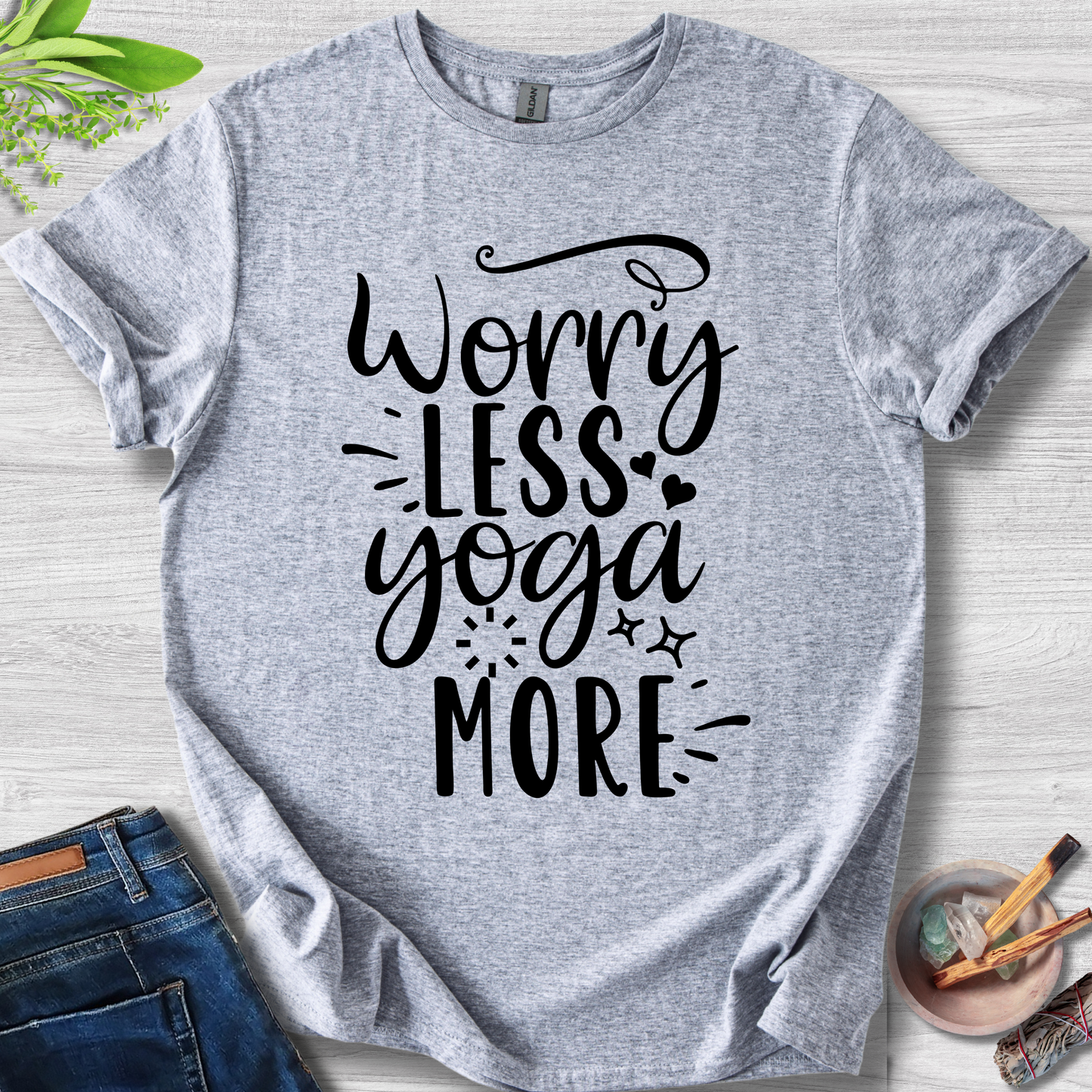 Worry Less Yoga More Unisex Softstyle T-Shirt