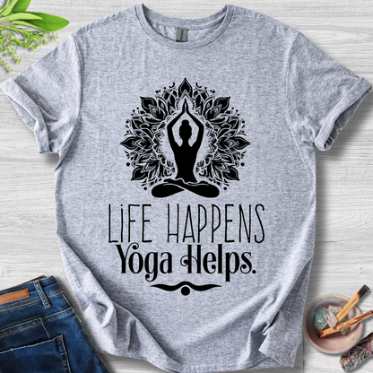 Life Happens Yoga Helps Unisex Softstyle T-Shirt