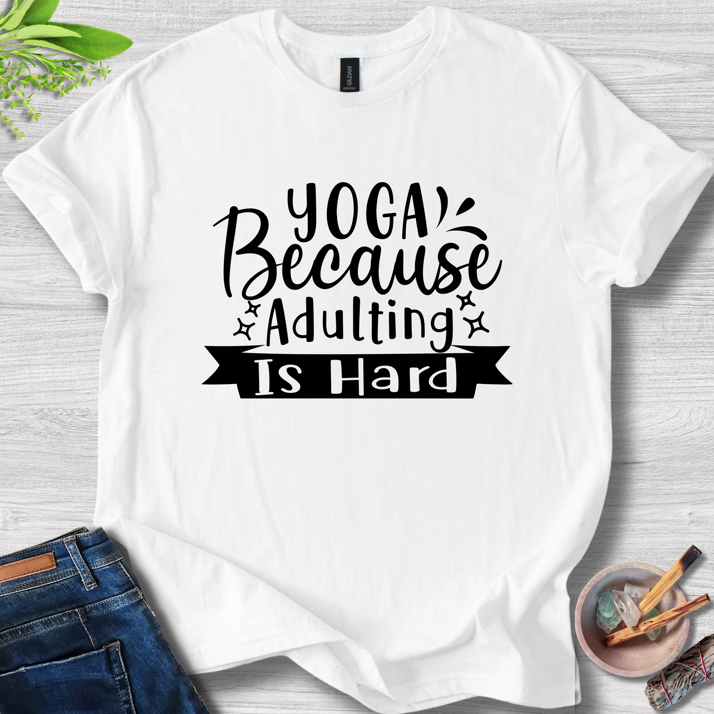 Yoga Because Adulting Is Hard Unisex Softstyle T-Shirt