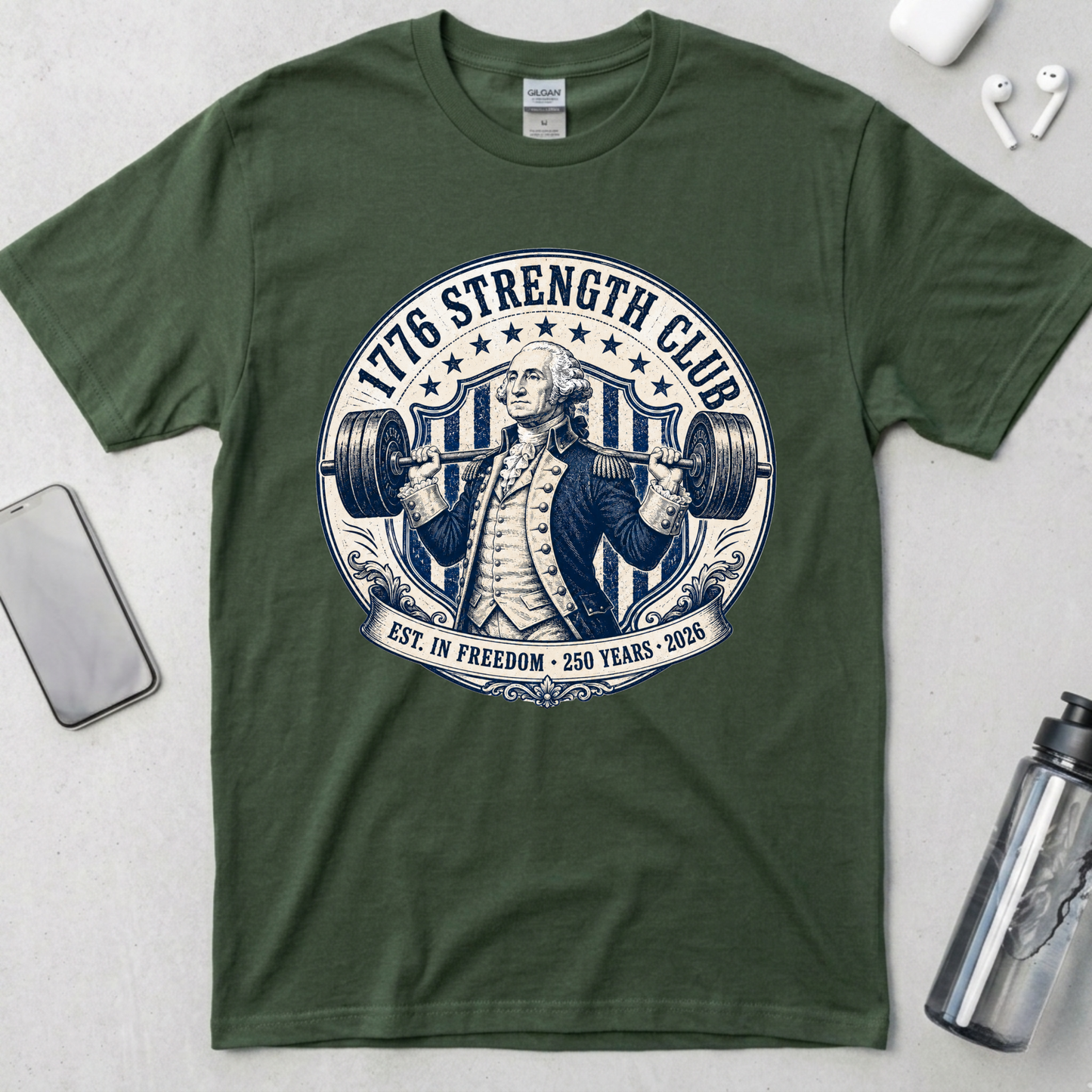 1776 Strength Club Washington Badge T-Shirt