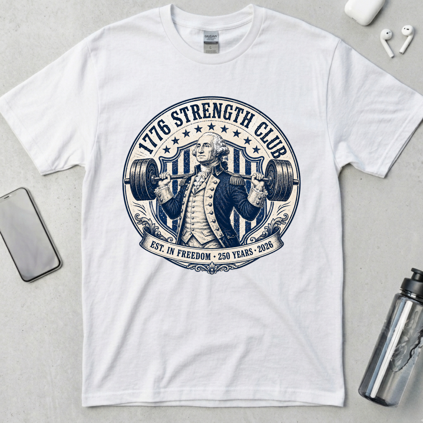 1776 Strength Club Washington Badge T-Shirt